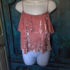 Pink crushed velvet camisole